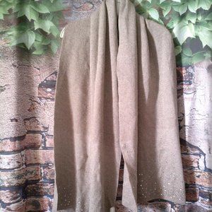 Lambs Wool & Angora Blend Taupe Jeweled Scarf